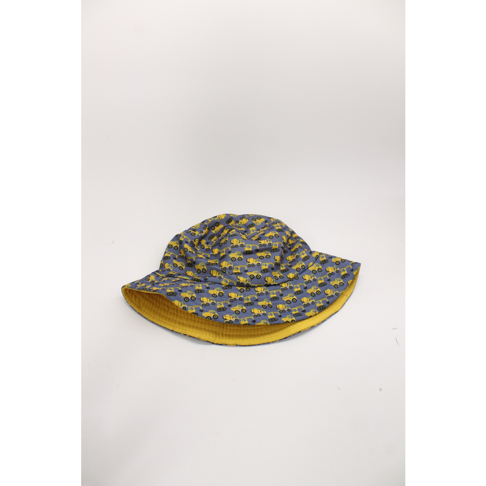 Construction vehicle pattern cement excavator dump truck kids bucket hat